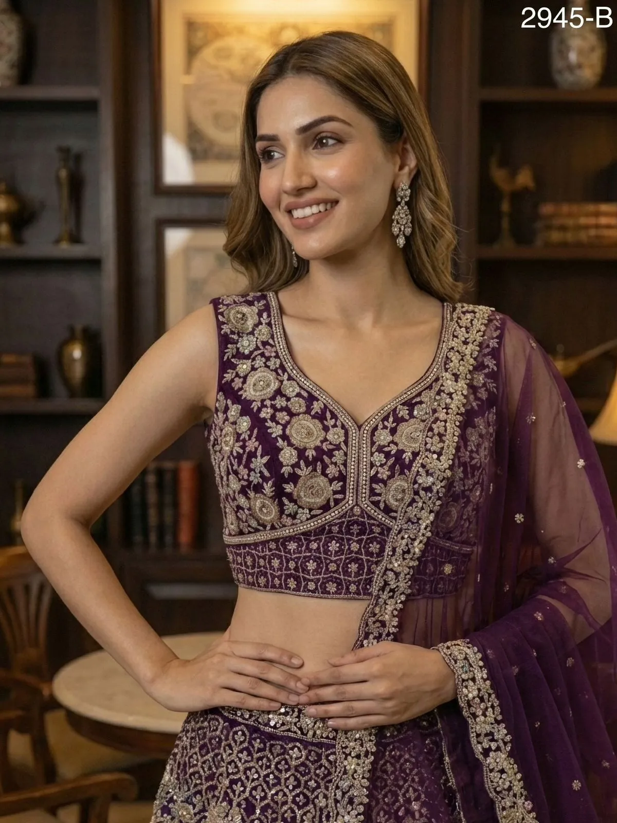 Premium Purple Color Bridal Net Lehenga Choli