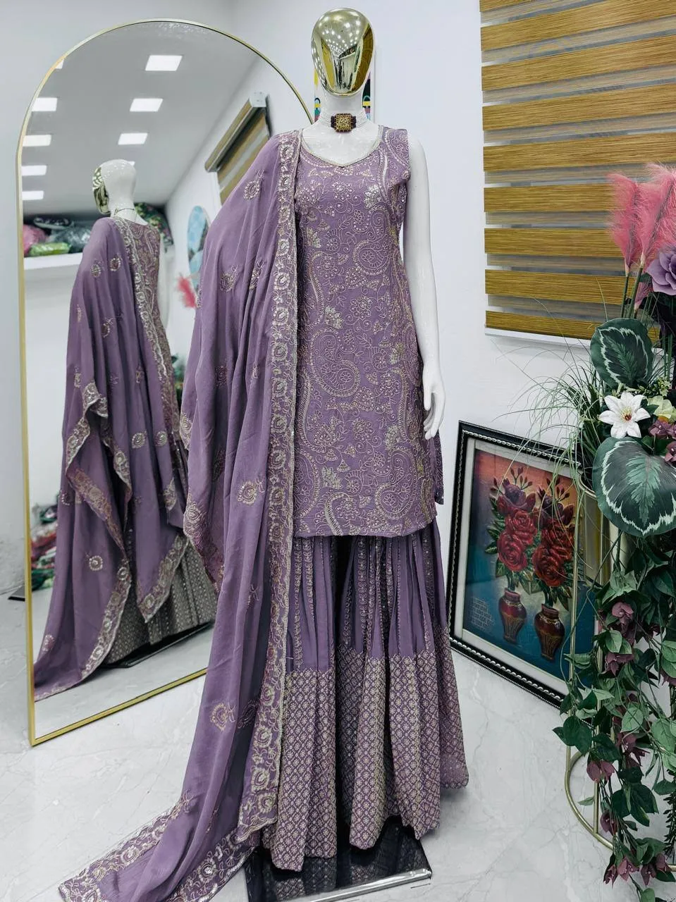 Purple Ethnic Sharara Set