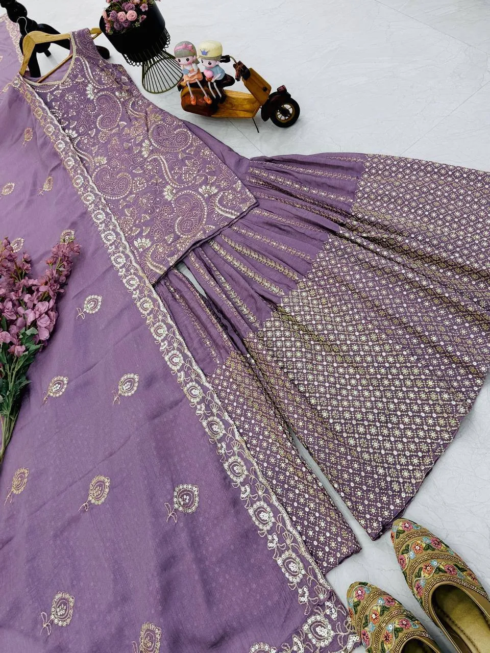 Purple Ethnic Sharara Set