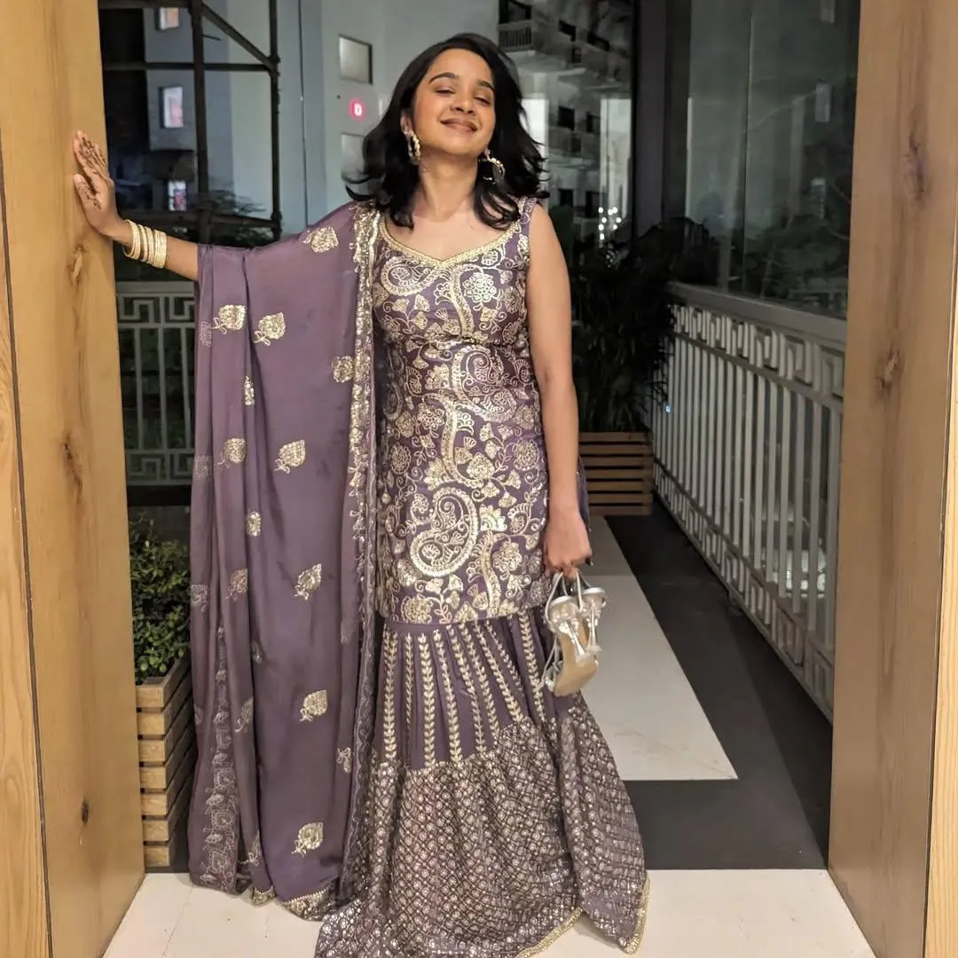 Purple Ethnic Sharara Set
