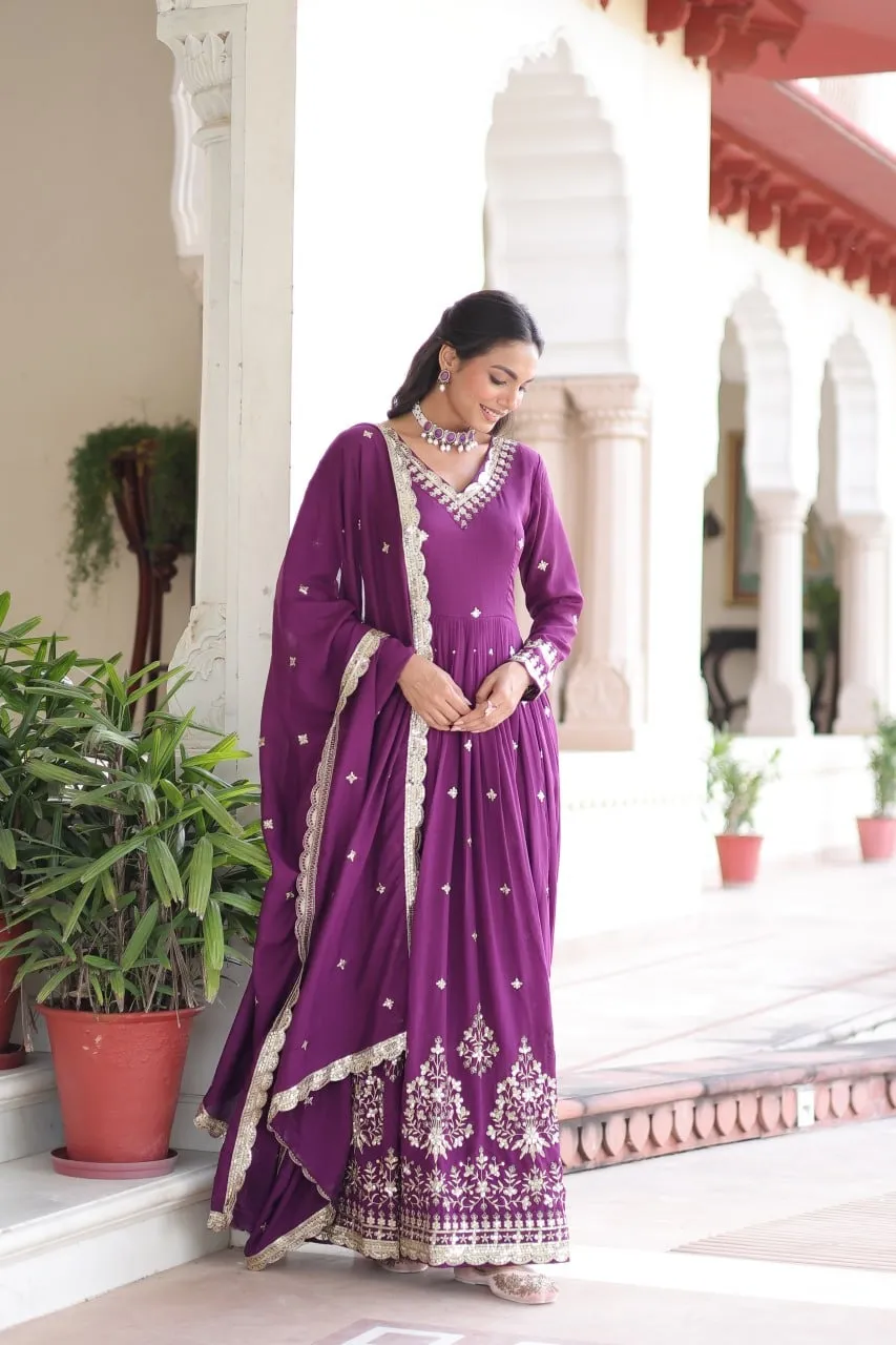Purple Luxury Anarkali Dress with Dupatta
