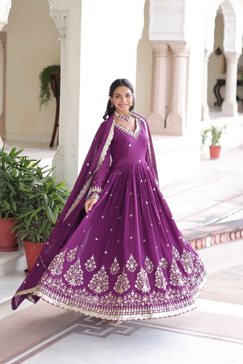 Purple Luxury Anarkali Dress with Dupatta