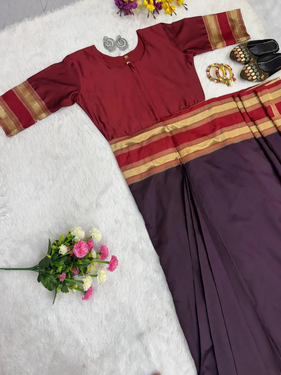 Purple Zip and Go Saree Gown Wedding Wear