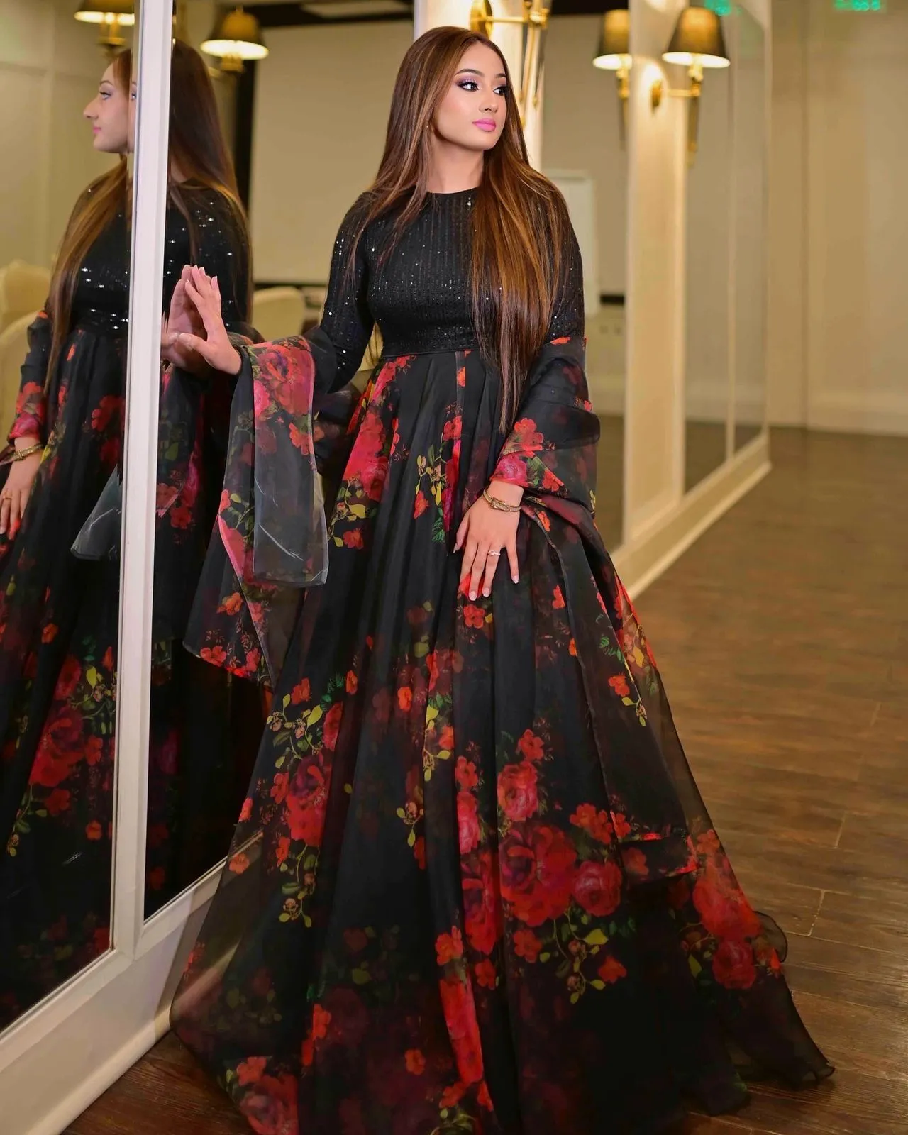 Readymade Black Floral Lehenga Choli