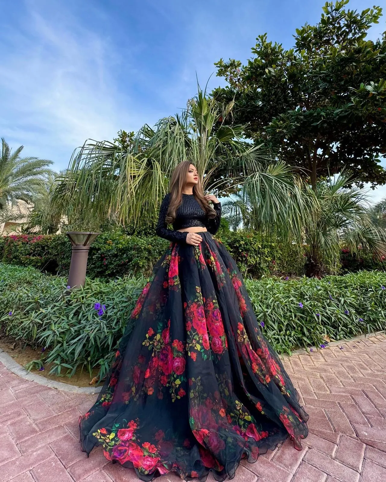 Readymade Black Floral Lehenga Choli