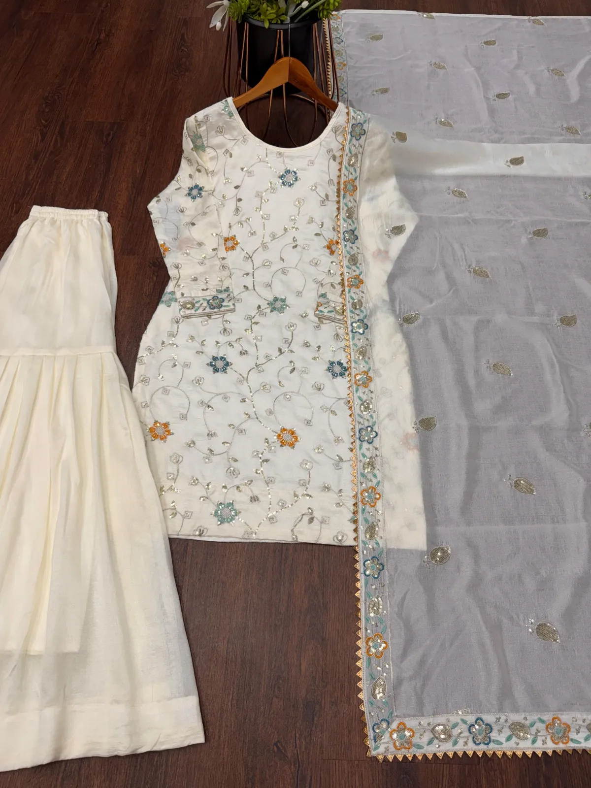 Readymade Cream Shararat Suit for Women