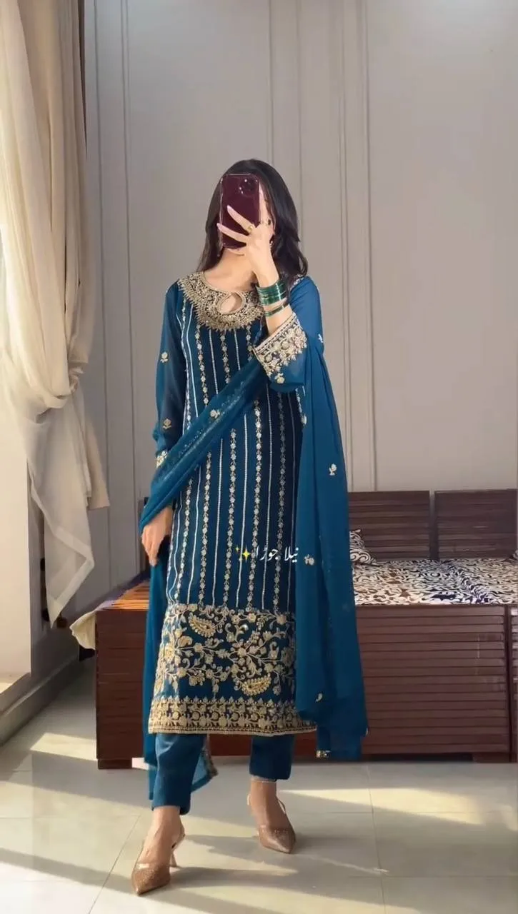 Readymade Pakistani Embroidery Pant Suit