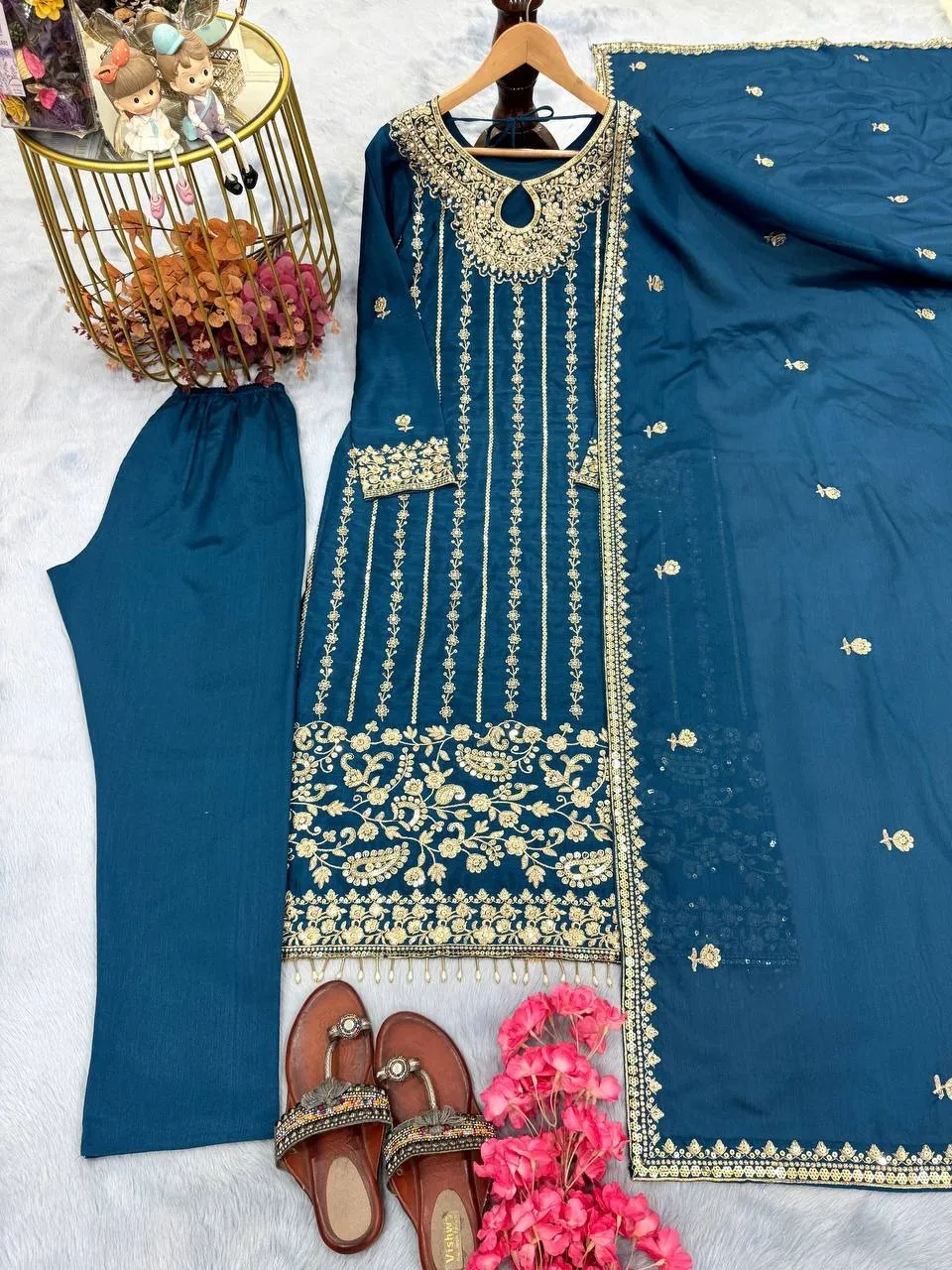 Readymade Pakistani Embroidery Pant Suit