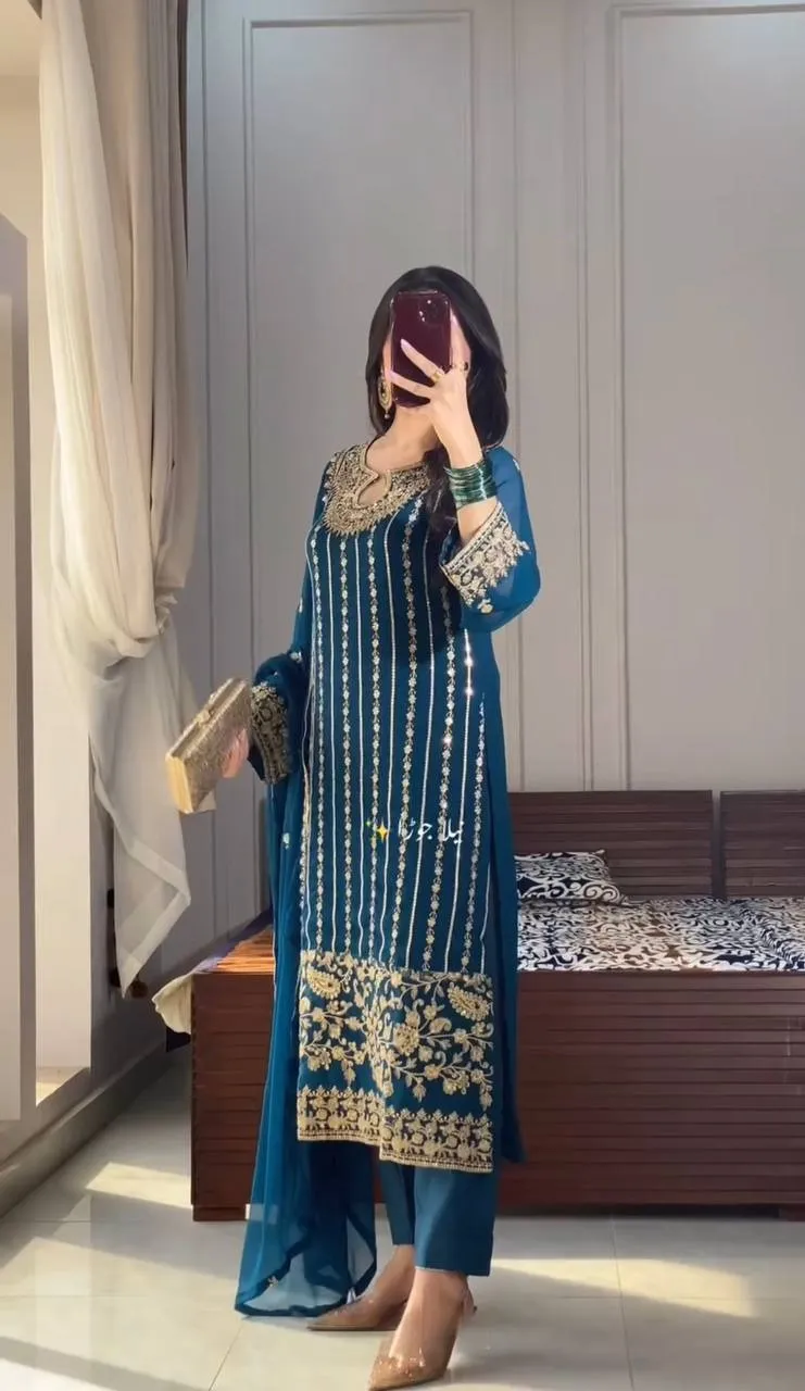 Readymade Pakistani Embroidery Pant Suit