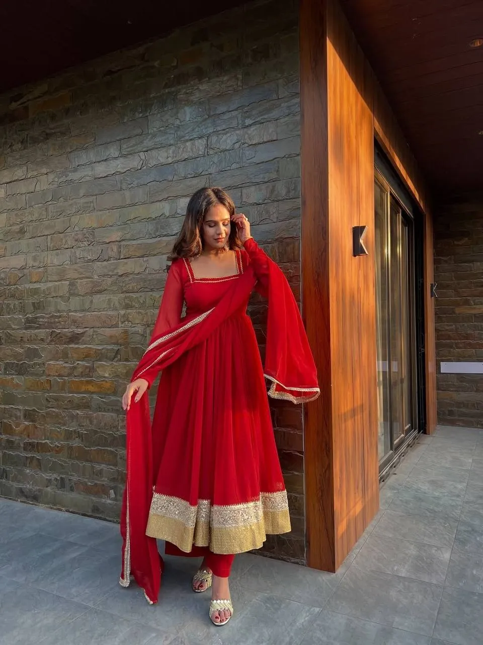Red Wedding Anarkali Ethnic suit