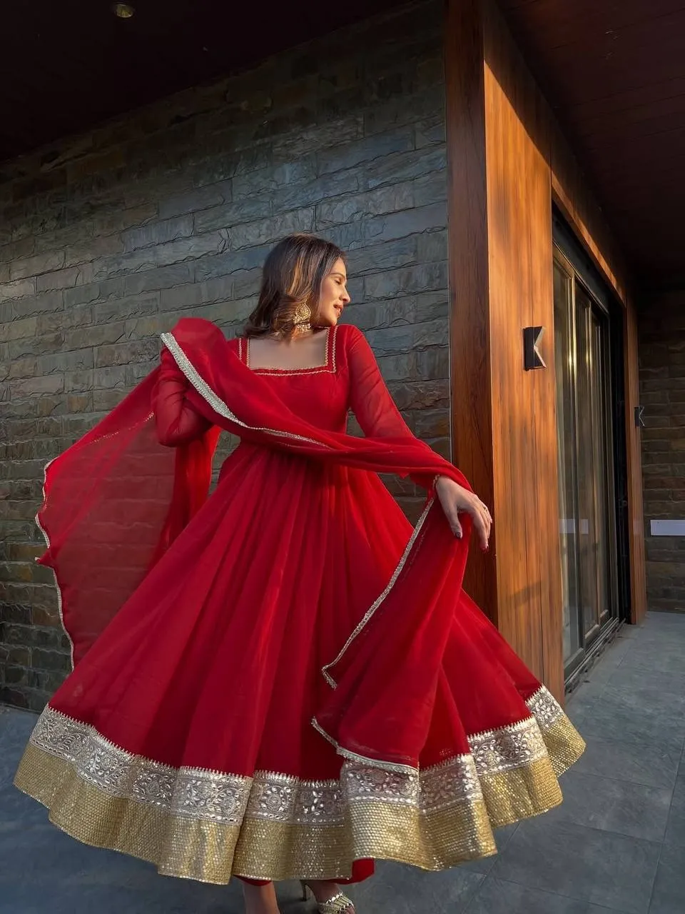 Red Wedding Anarkali Ethnic suit