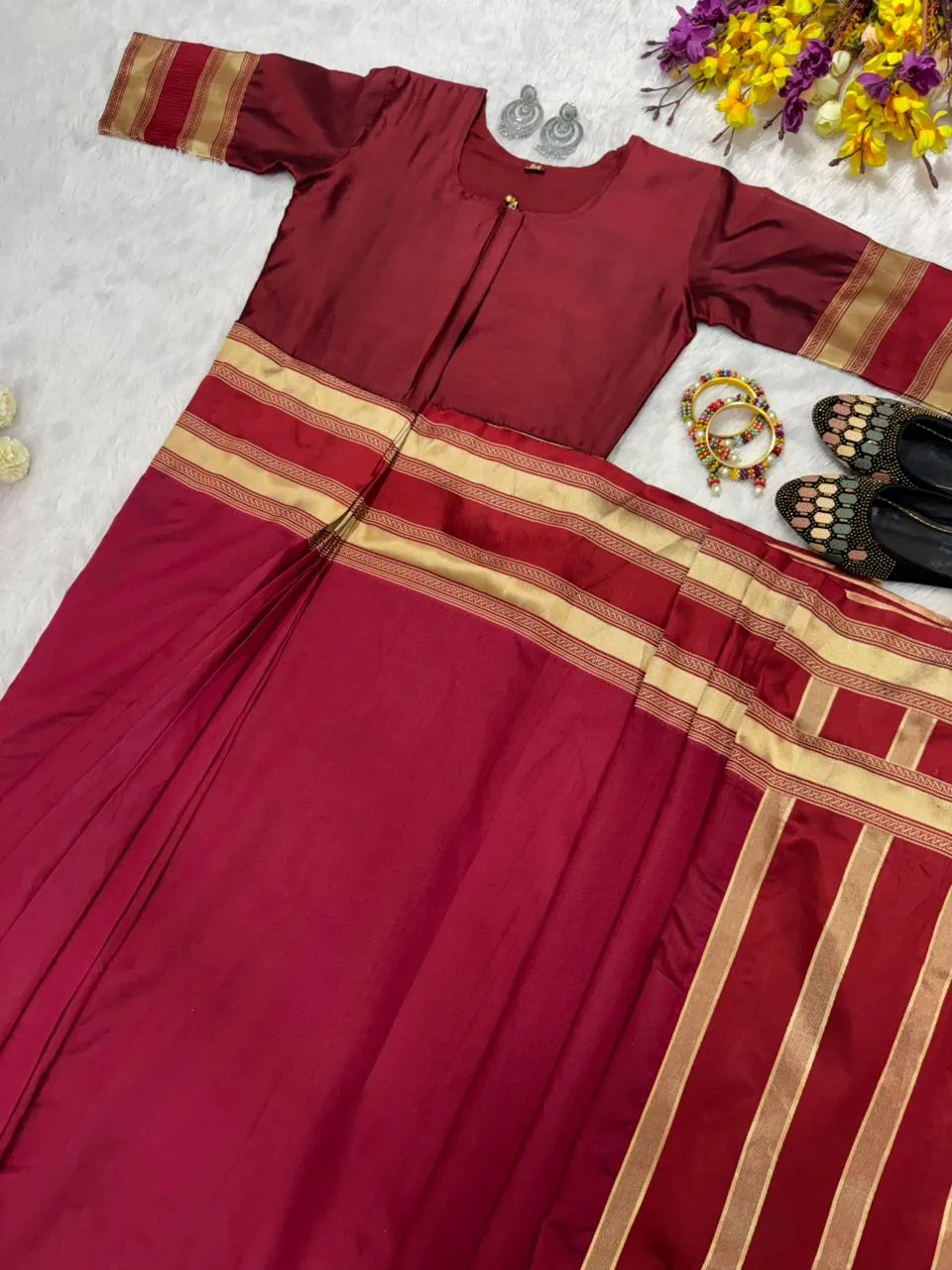 Red Zip and Go Saree Gown for Wedding
