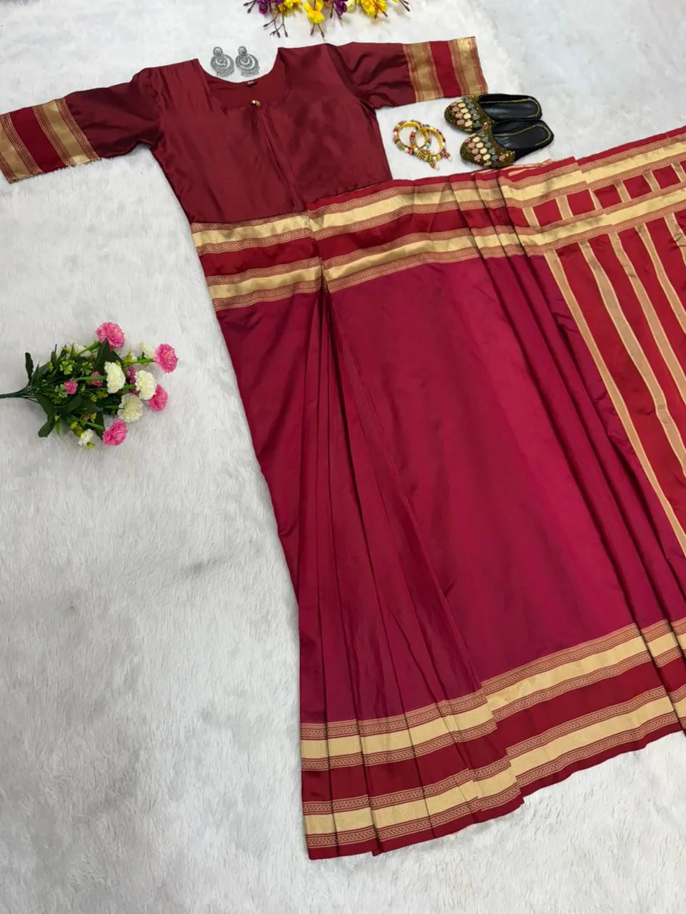 Red Zip and Go Saree Gown for Wedding