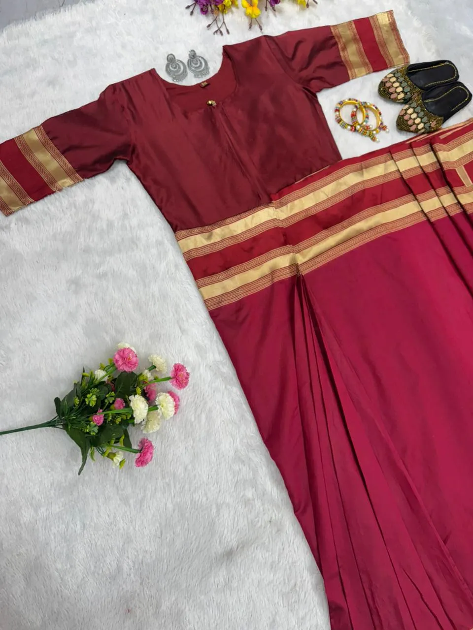 Red Zip and Go Saree Gown for Wedding