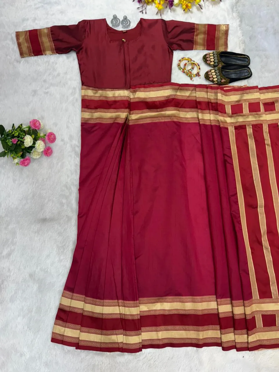Red Zip and Go Saree Gown for Wedding