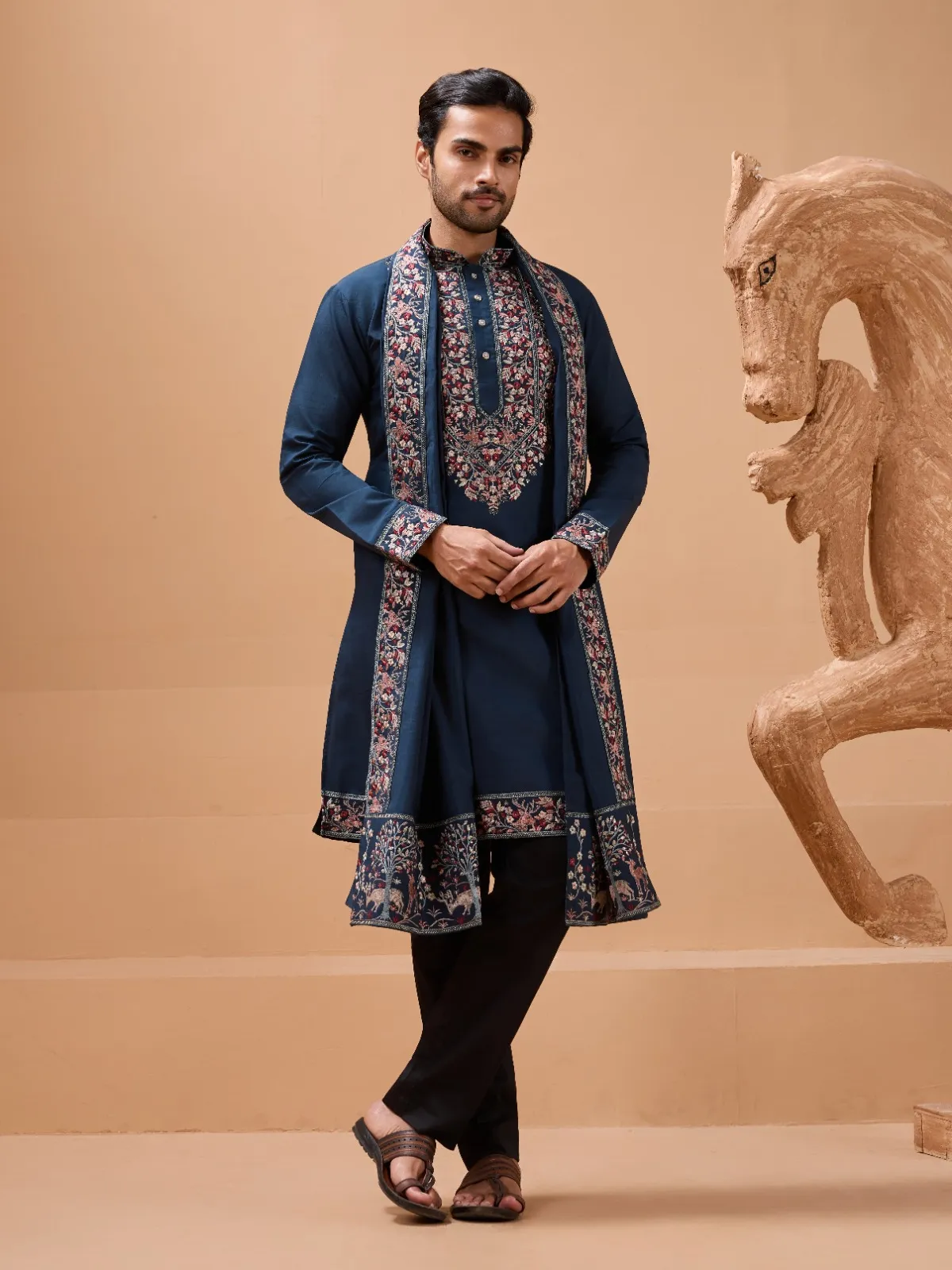 Royal Blue Mens Kurta Set For Barat