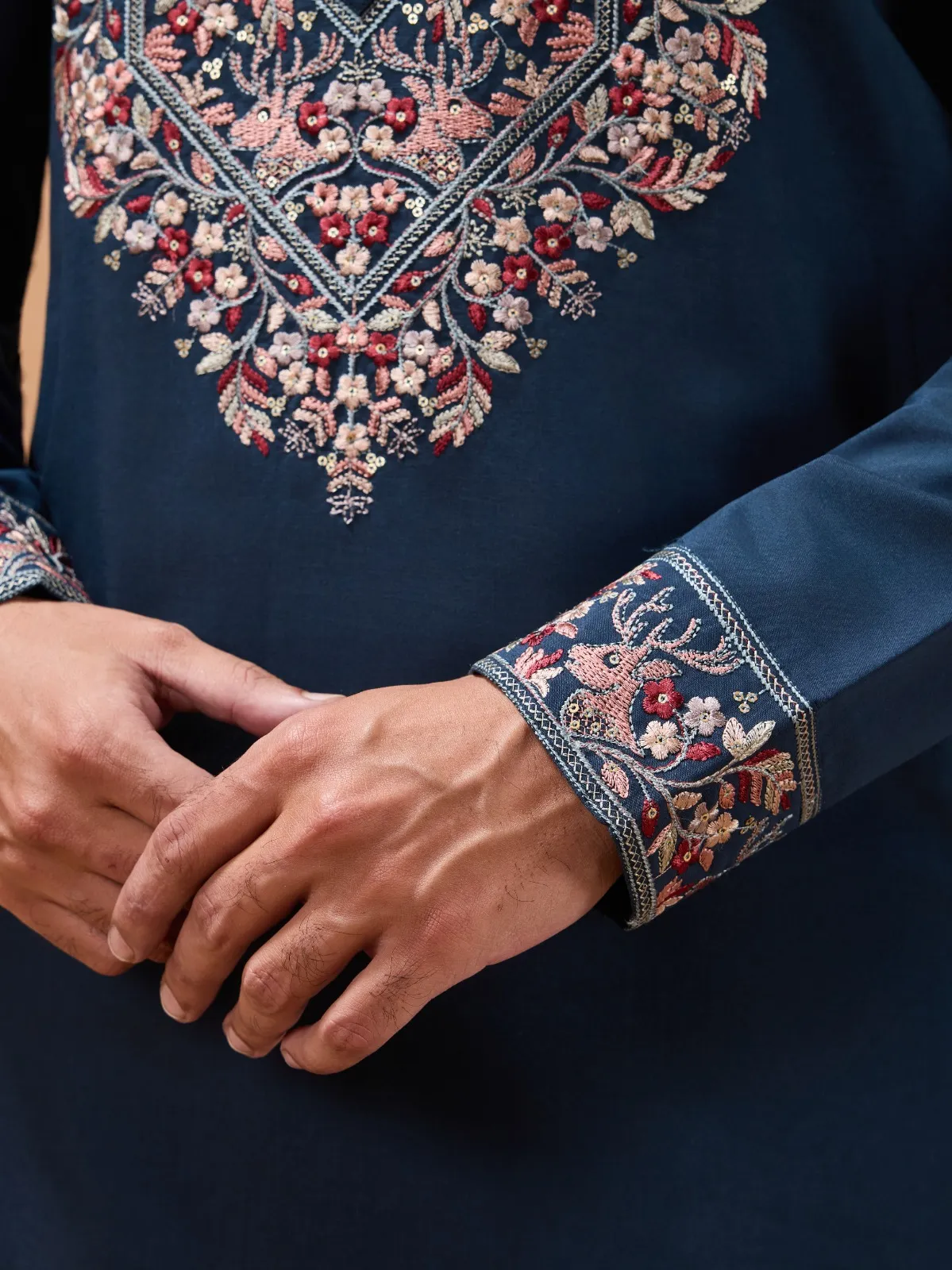 Royal Blue Mens Kurta Set For Barat