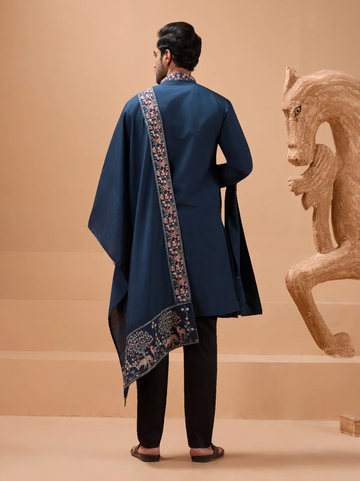 Royal Blue Mens Kurta Set For Barat