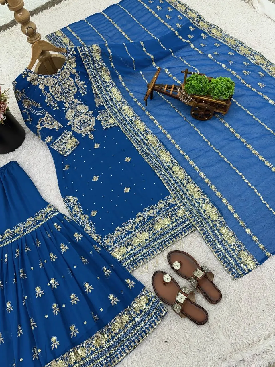 Royal Blue Pakistani Garara Dress