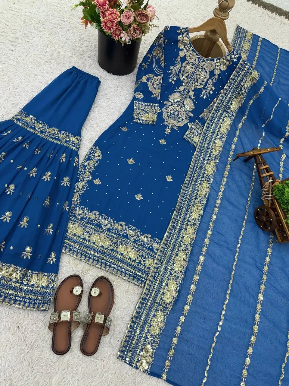 Royal Blue Pakistani Garara Dress