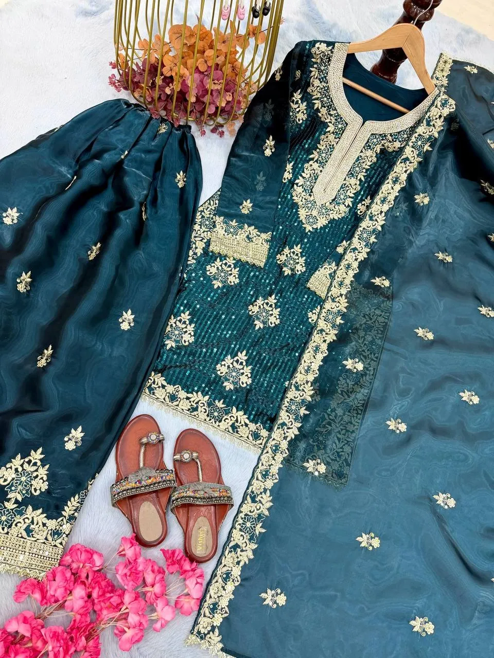Sea Green Pakistani Plazzo for Eid
