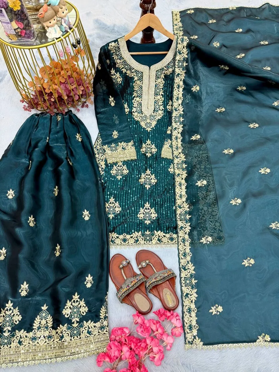 Sea Green Pakistani Plazzo for Eid