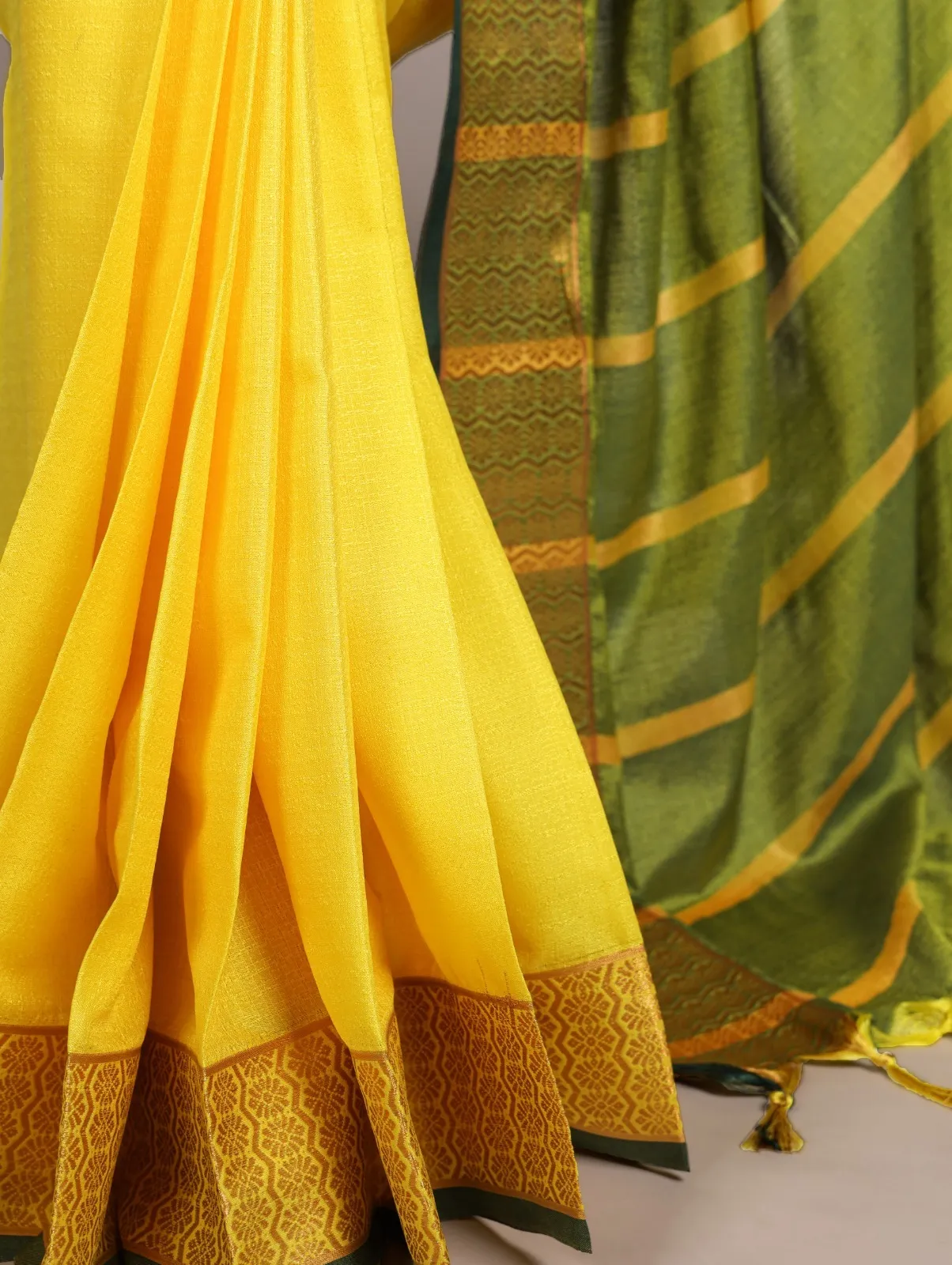 South Special Zari Border Haldi Yellow Saree