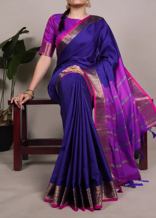 South Special Zari Border Purple Saree