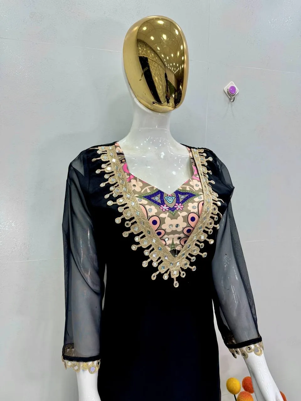 Stylish Black Blouse Suit Set