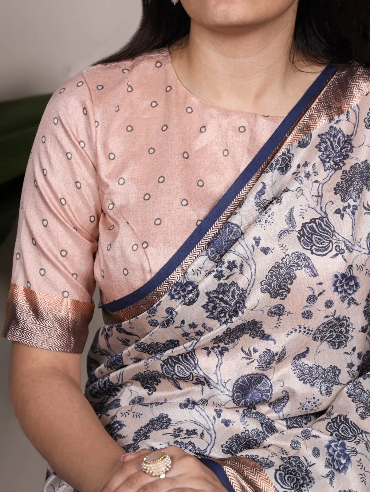 Stylish Cream Office Party Sari