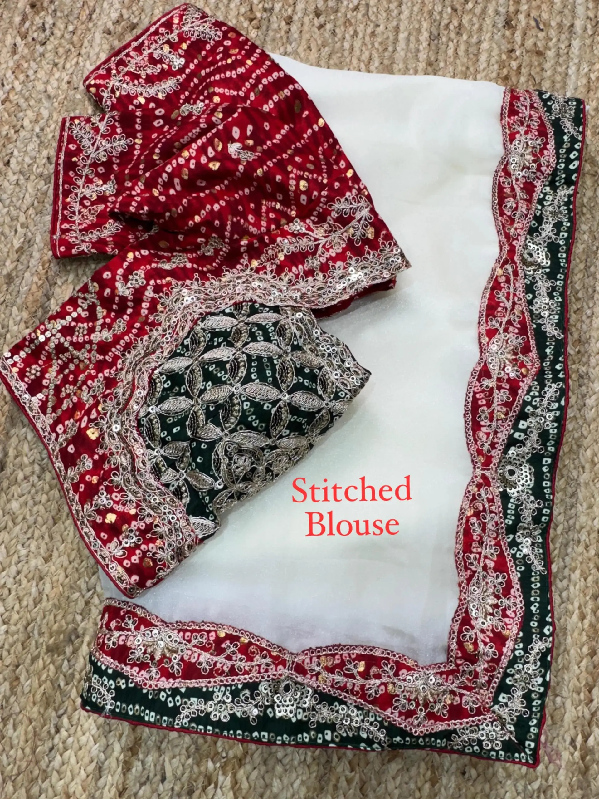 Traditional Bandhej Saree with Readymade Blouse