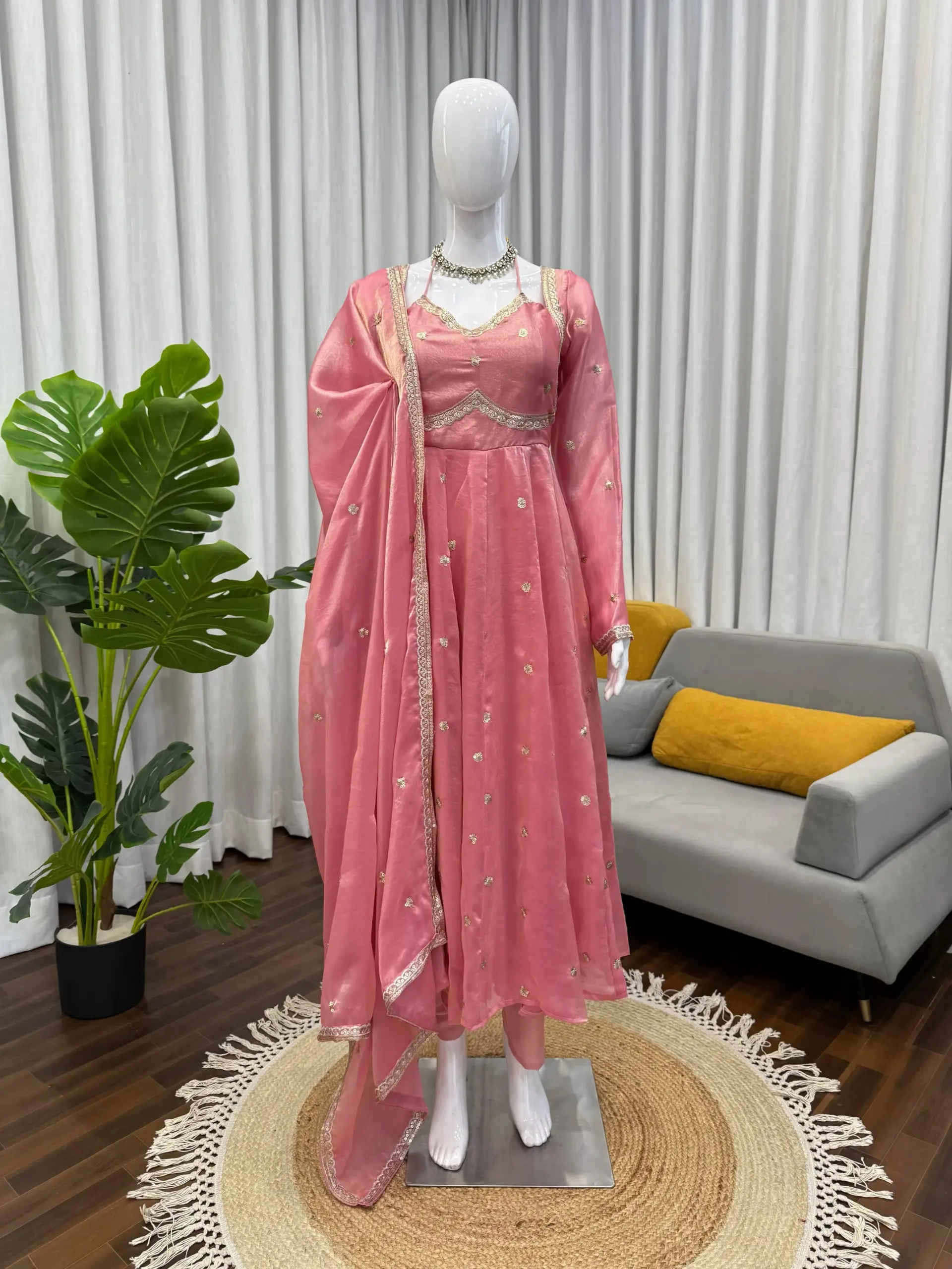 Trending Peach Color Anarkali Suit