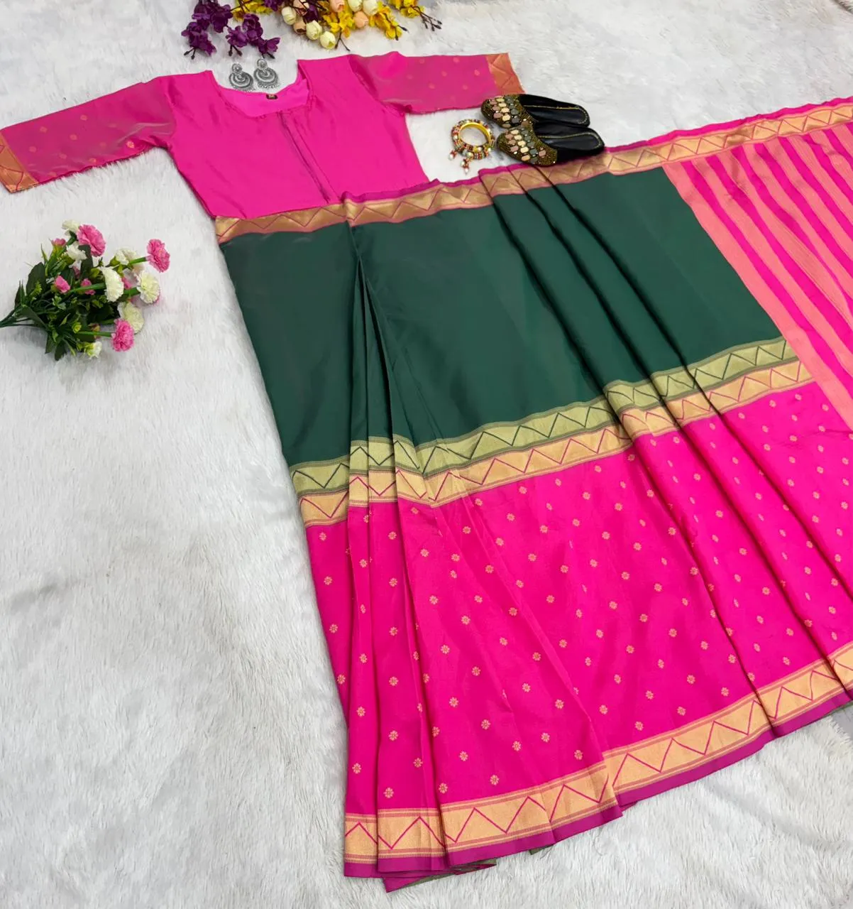 Trending Zip and Go Saree in Silk