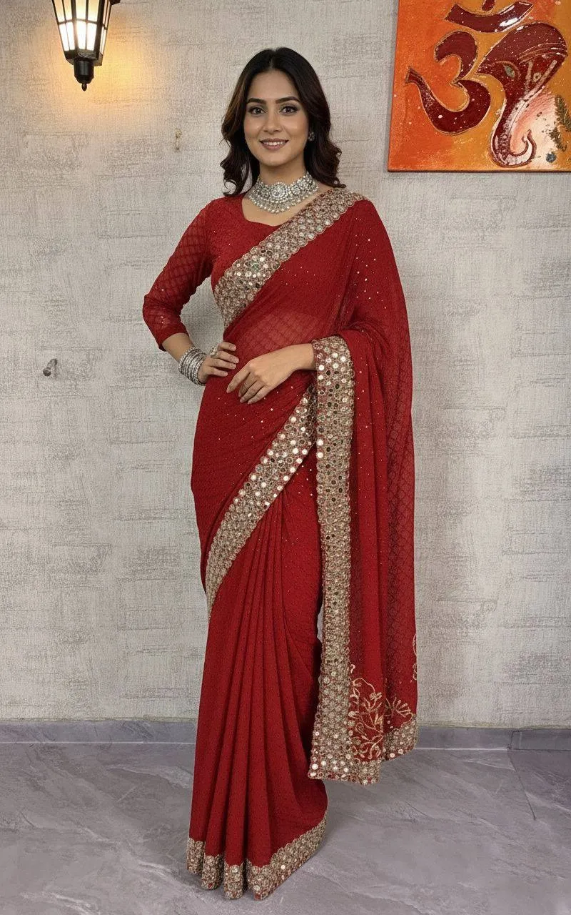 Wedding Special Red 1 Min Saree