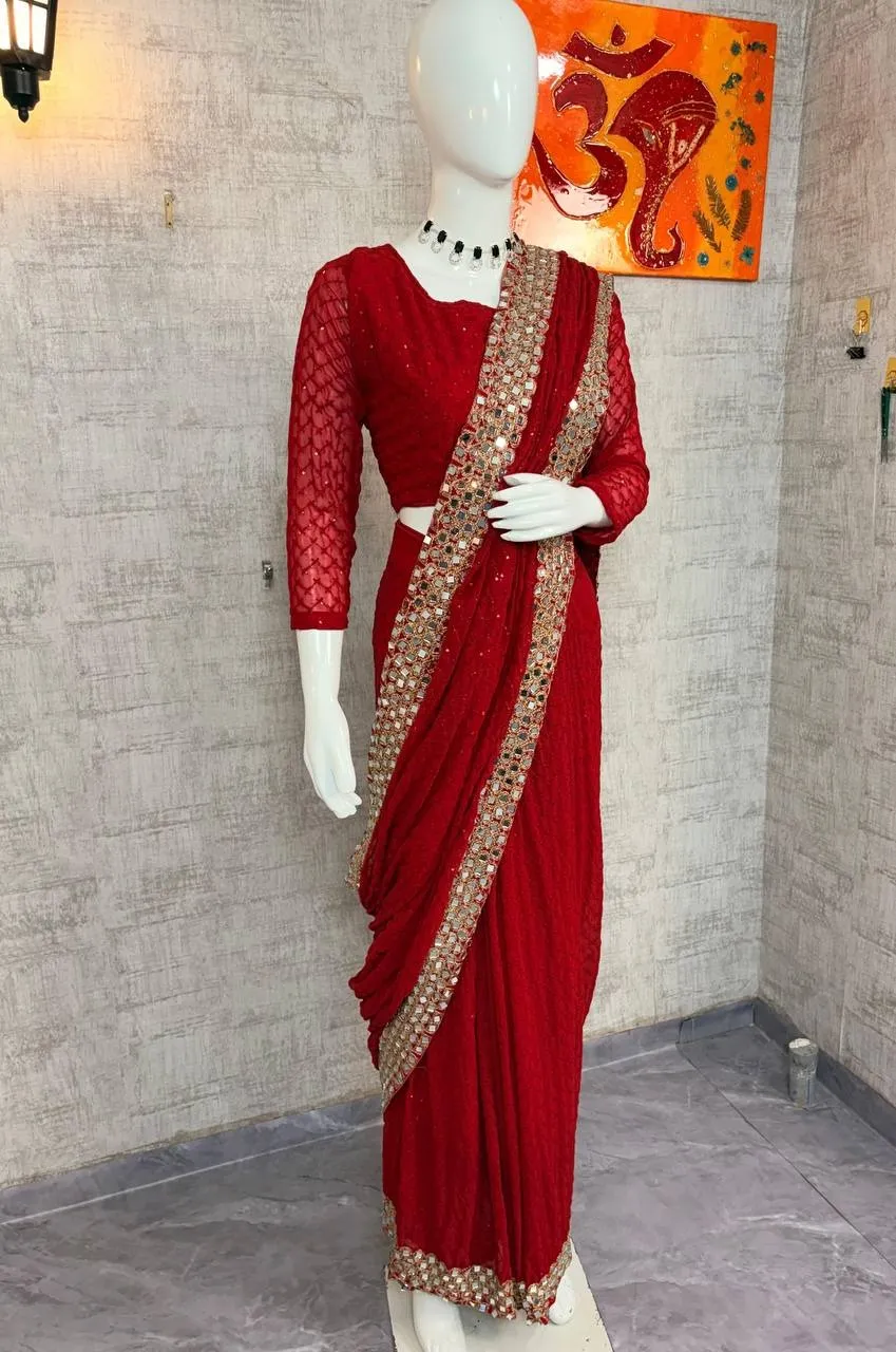Wedding Special Red 1 Min Saree
