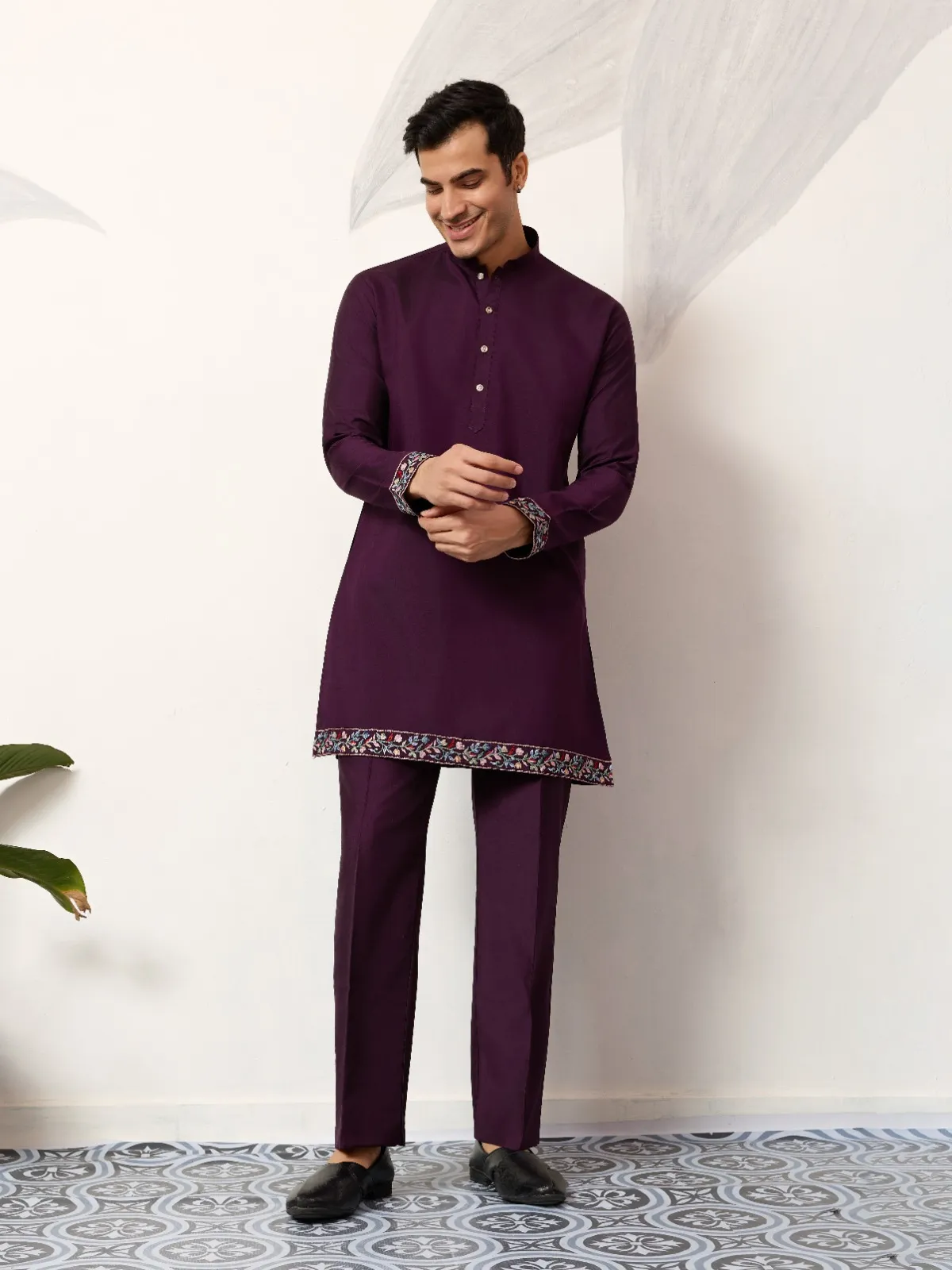 Wedding Wear Mens Short Kurta with Modi Koti