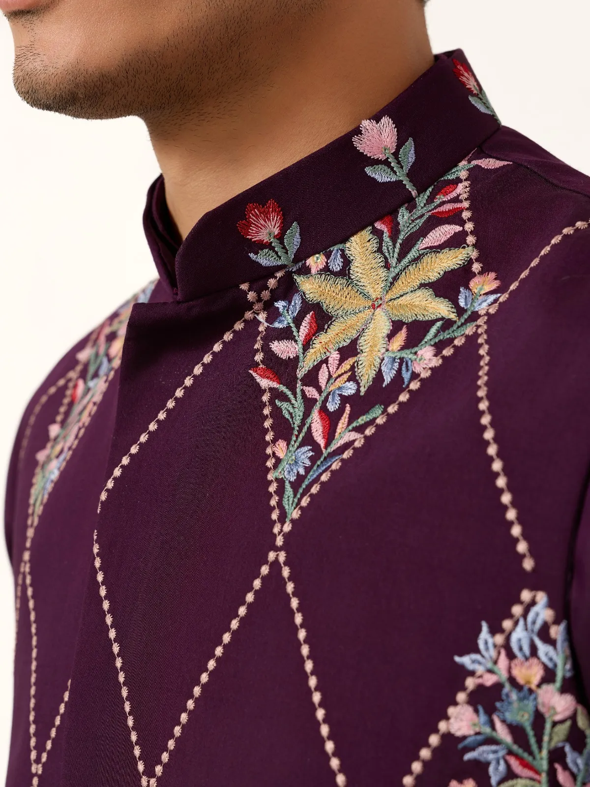 Wedding Wear Mens Short Kurta with Modi Koti
