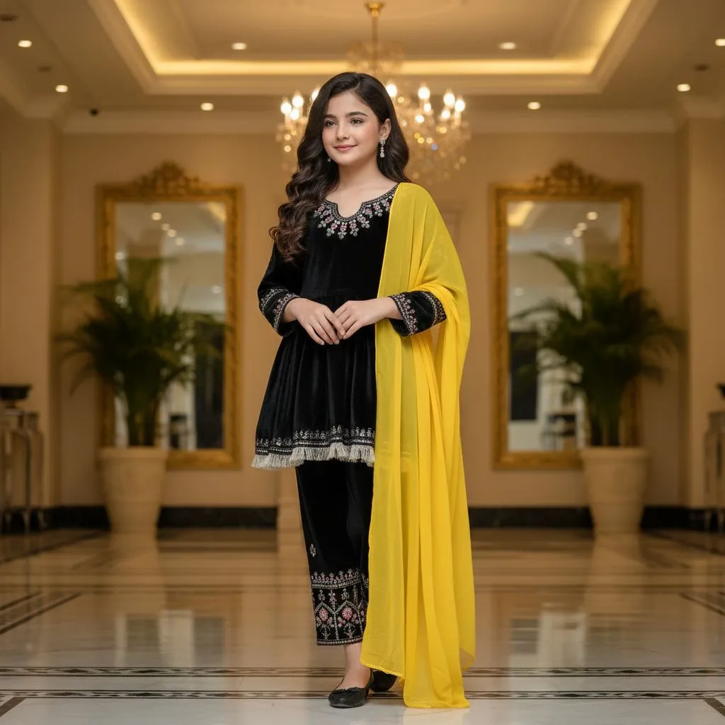 Winter Wear Velvet Kids Salwar Suit