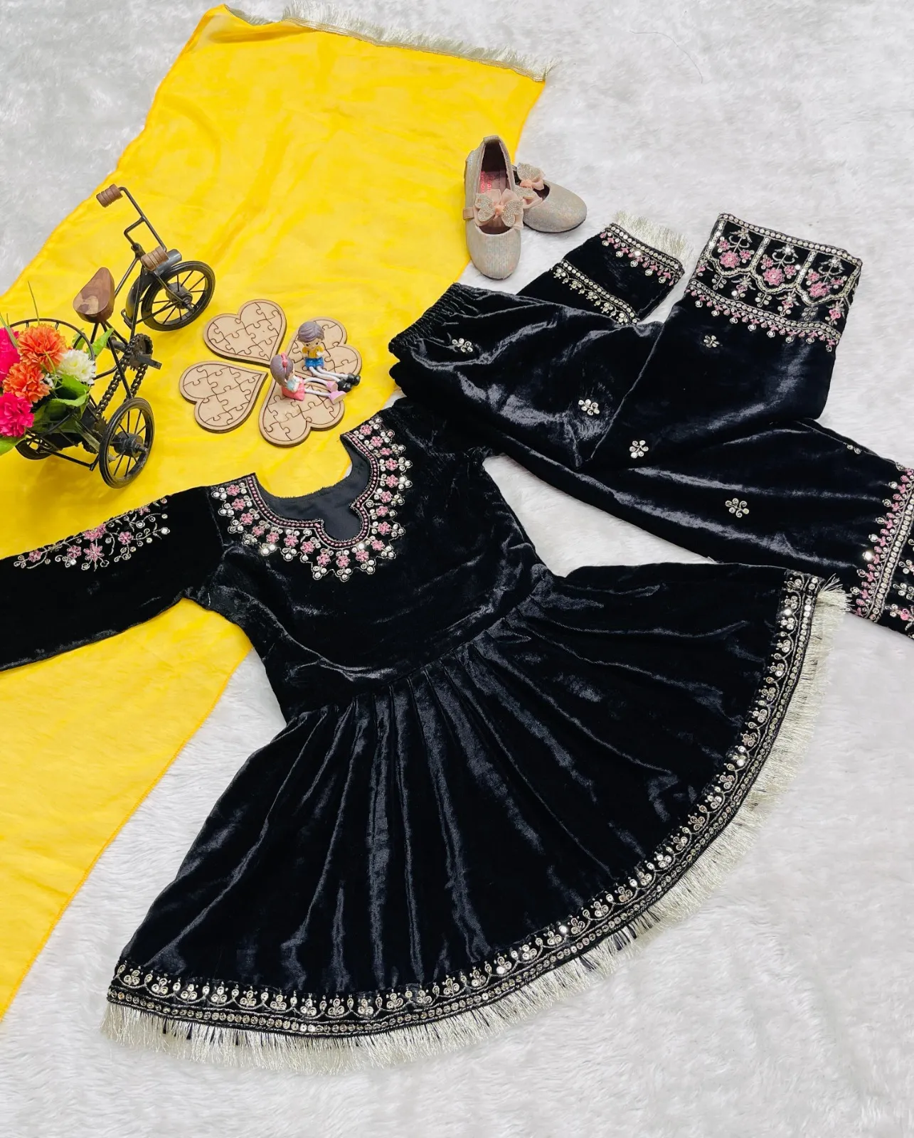 Winter Wear Velvet Kids Salwar Suit