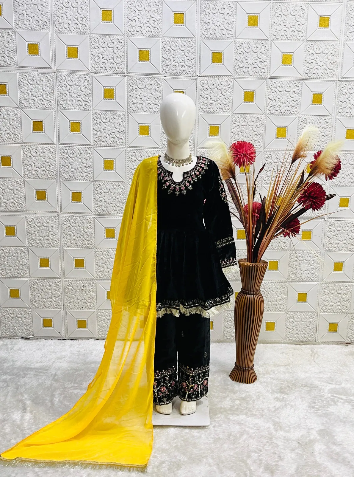 Winter Wear Velvet Kids Salwar Suit