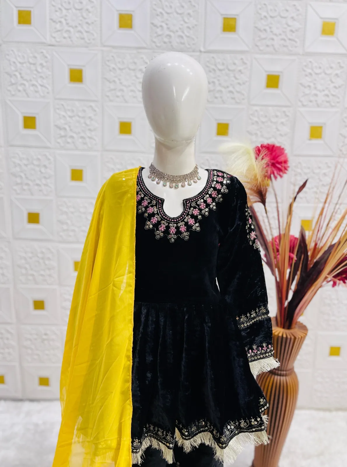 Winter Wear Velvet Kids Salwar Suit