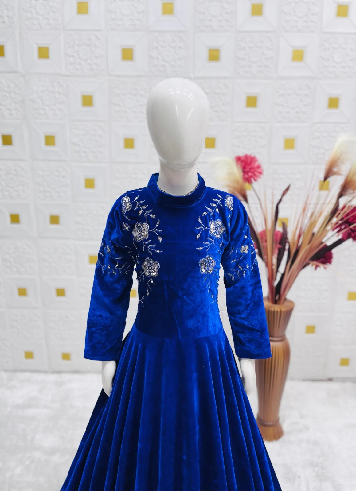 Winter Wedding Wear Velvet Gown for Small Girls
