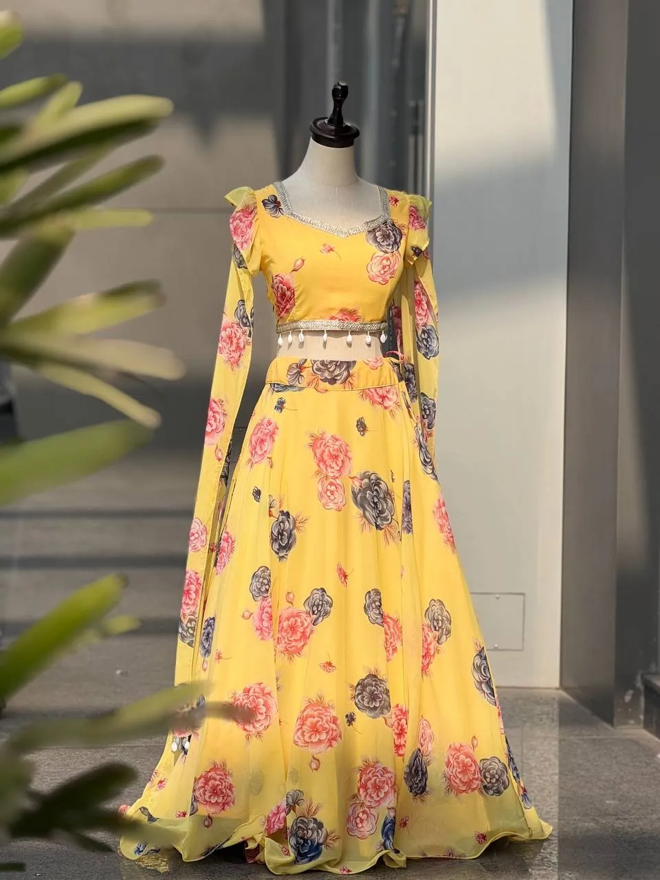 Yellow Readymade Lehenga with Stylish Blouse for Haldi