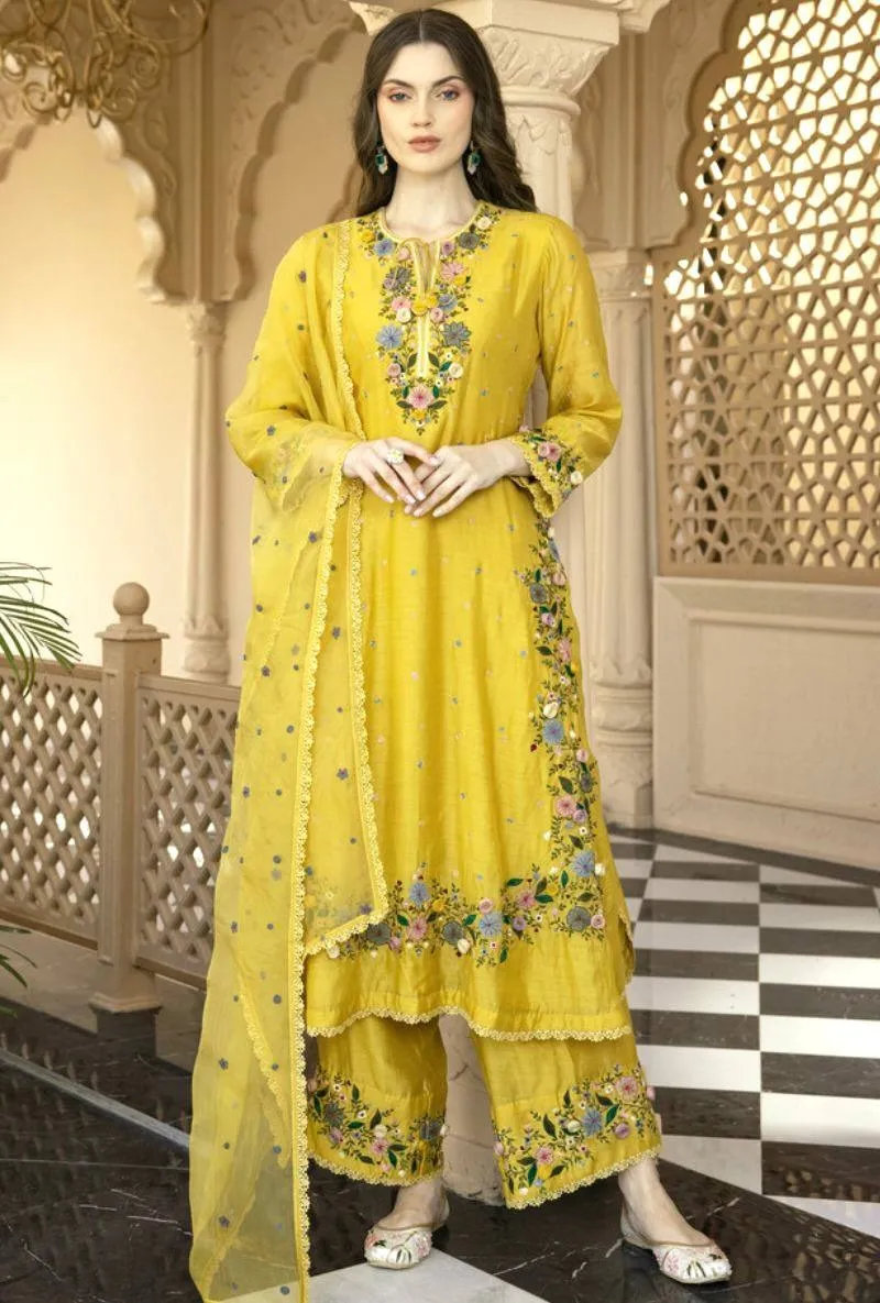 Yellow Sharara Dress for Haldi Ceremony