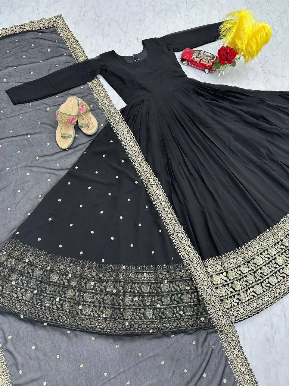 Aditi Roy Hadri Inspired Black Anarkali Dress