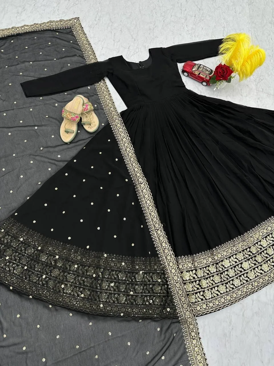 Aditi Roy Hadri Inspired Black Anarkali Dress
