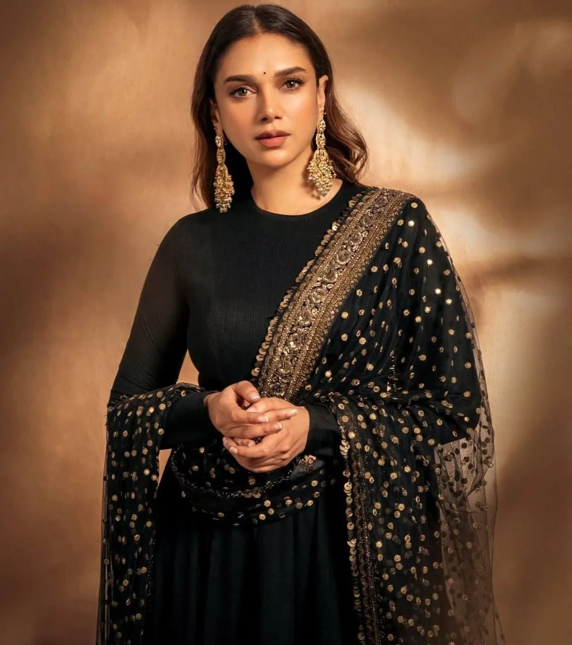 Aditi Roy Hadri Inspired Black Anarkali Dress