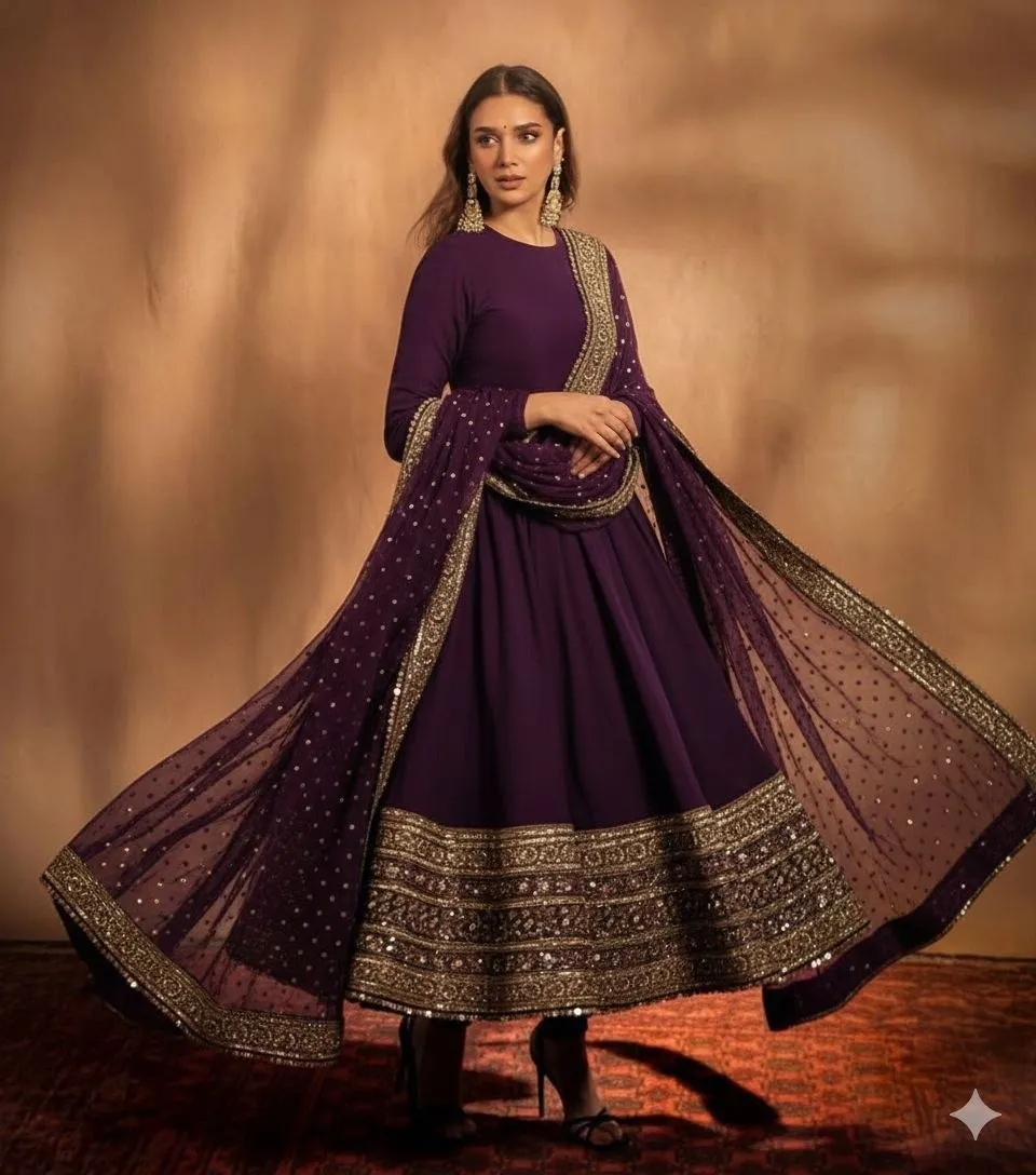 Aditi Roy Hadri Inspired Purple Anarkali Dress