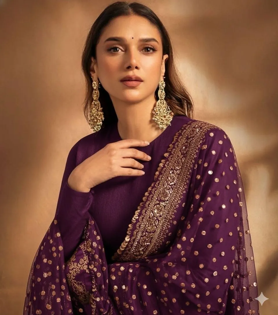 Aditi Roy Hadri Inspired Purple Anarkali Dress