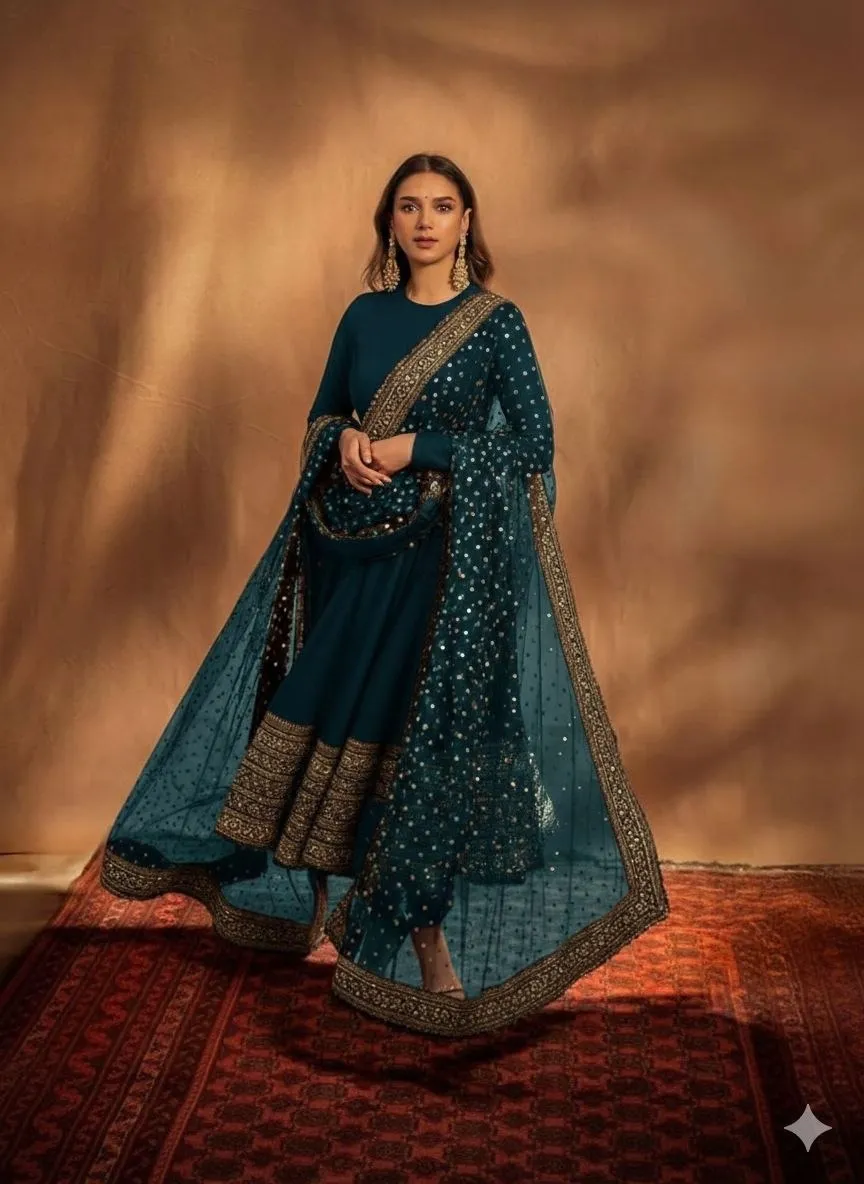 Aditi Roy Hadri Inspired Sea Green Anarkali Dress